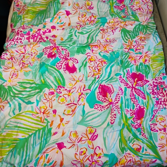 Lilly Pulitzer Pottery Barn Orchid Border Duvet Cover Set King Sized Tropical - Picture 11 of 16
